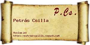Petrás Csilla névjegykártya